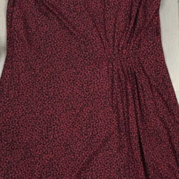 LOFT Red/Burgandy Leopard Animal Print Sleeveless Dress - Picture 5 of 10